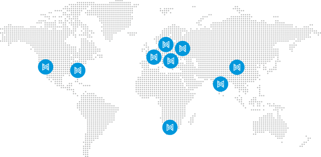Image of the world map with sensenet references